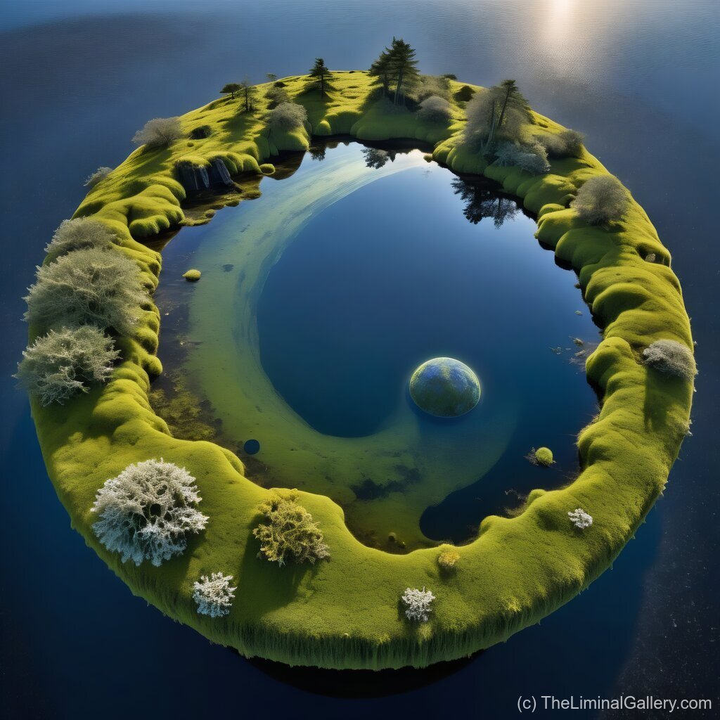 A surreal orbital oasis symbolizing the eternal cycle of life amid the vast cosmos, blending beauty with meaning.